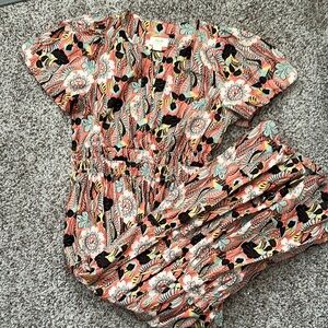 NWOT Anthropologie Floral Midi Dress - Pink and Black
